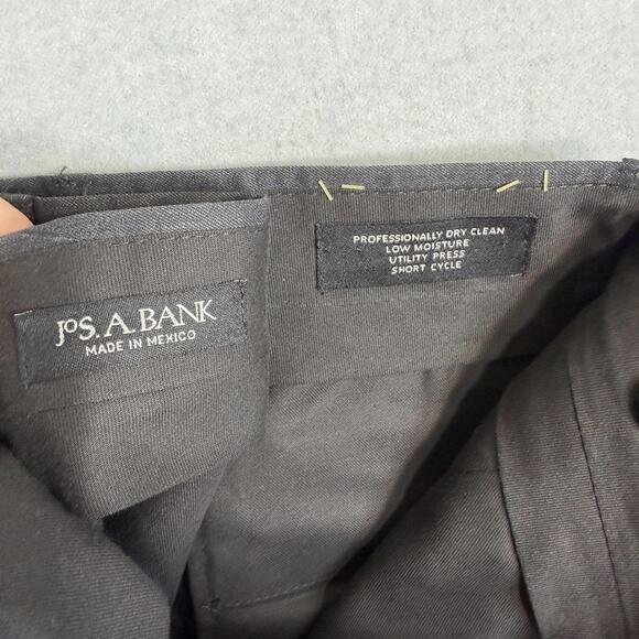 Jos A Bank Dress Pants Mens 36R Gray Pleated 100% Wool Cuffed Classic Straight - Picture 5 of 8